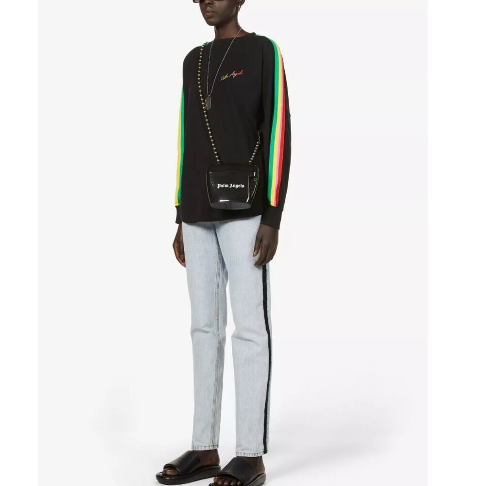 Palm Angels Miami Logo Long Sleeve T-shirt In Black